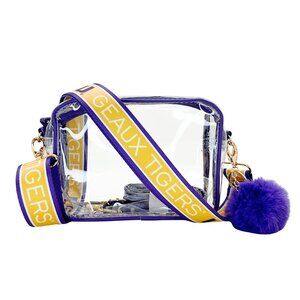 LSU - Licensed - Geaux Tigers | Game Day | Clear Purse | Adjustable Strap